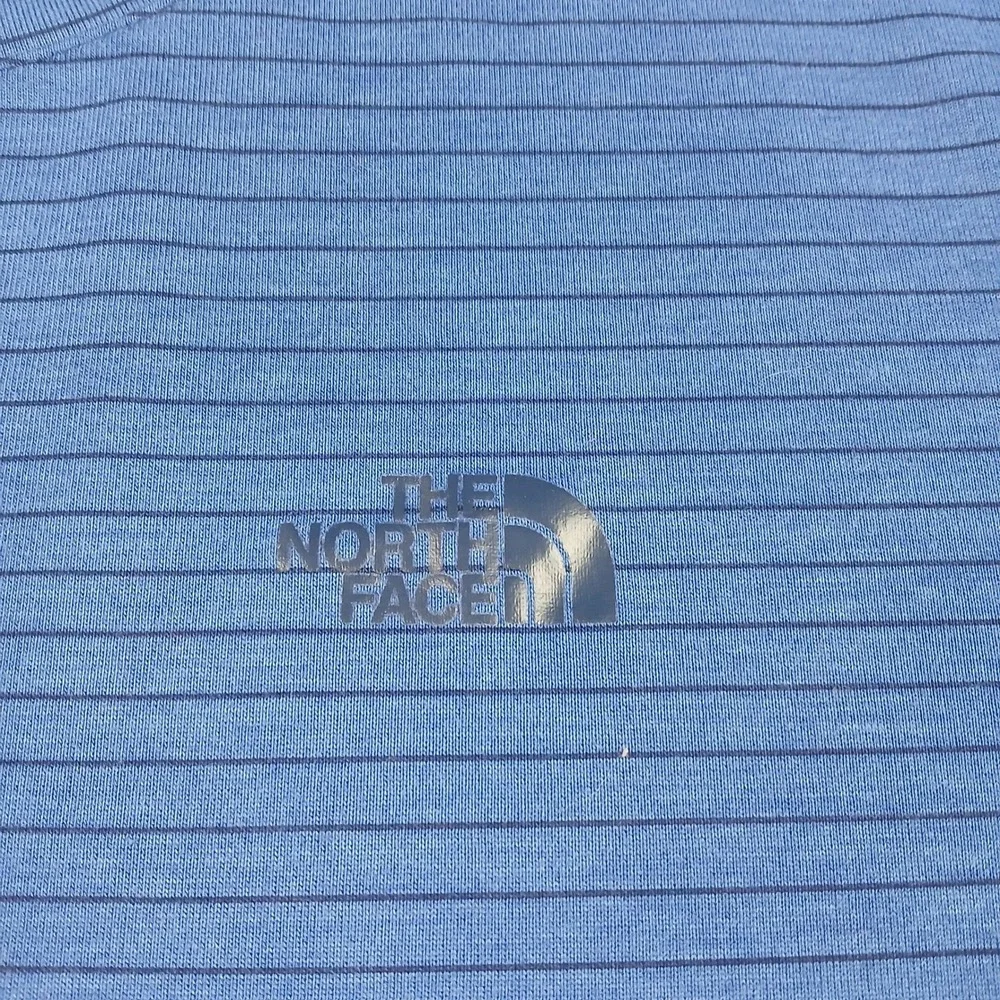 The North Face Shirt Mens Large Blue Striped FlashDry Hiking Active Short Sleeve